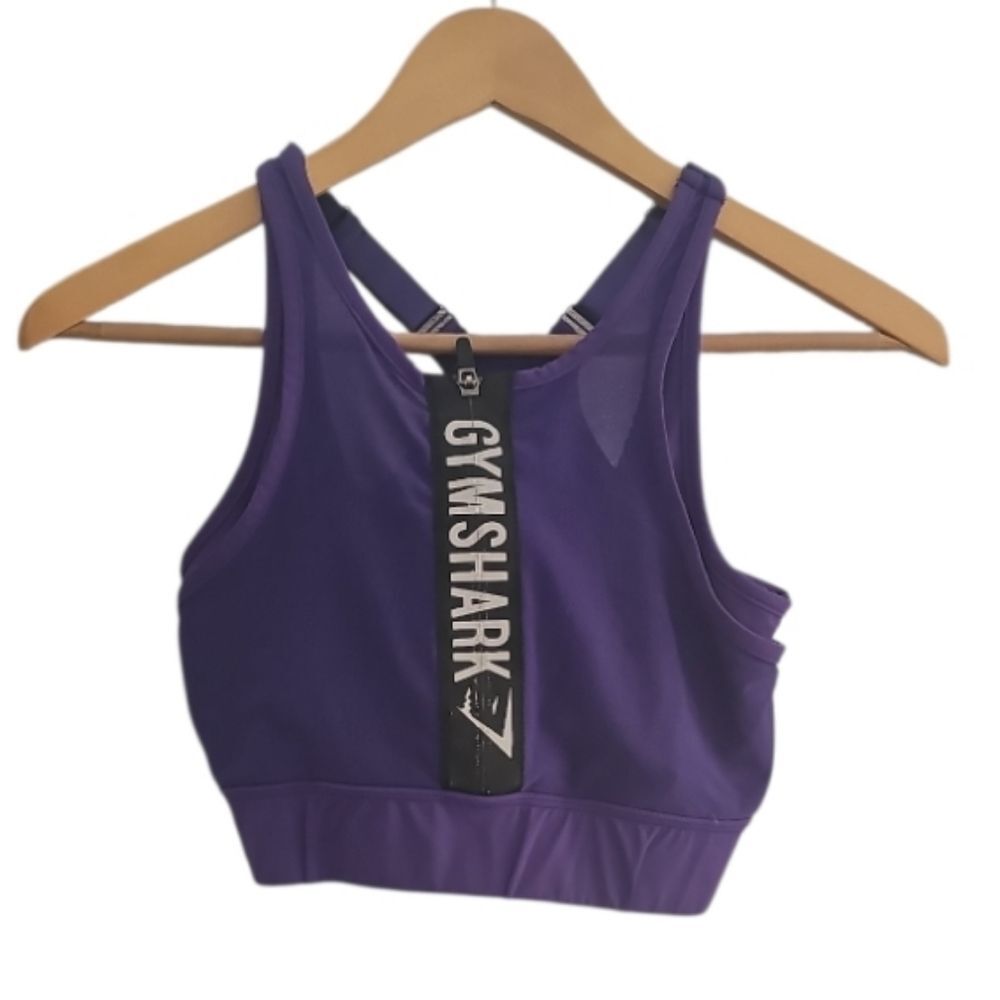 Gymshark Zip Front Sports Bra Women S Purple High Support Racerback Training Top